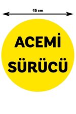 3 Adet - Sarı Zemin Üzerine Siyah Renk Acemi Sürücü Yazılı Sticker 15x15 Cm - Görsel 2