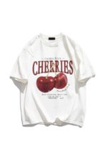 Unisex Cherries Tshirt Beyaz